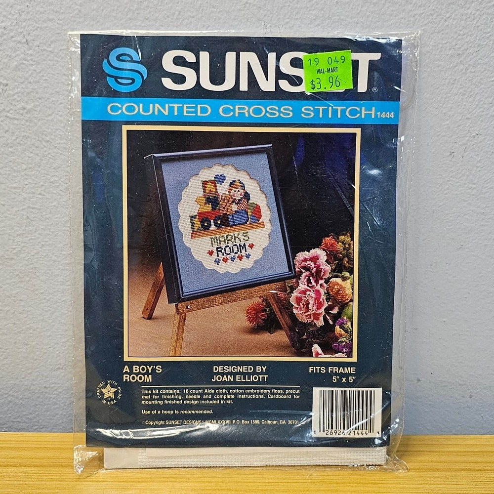 Vintage Sunset Counted Cross Stitch Kit A Boy's Room by Joan Elliott New Sealed